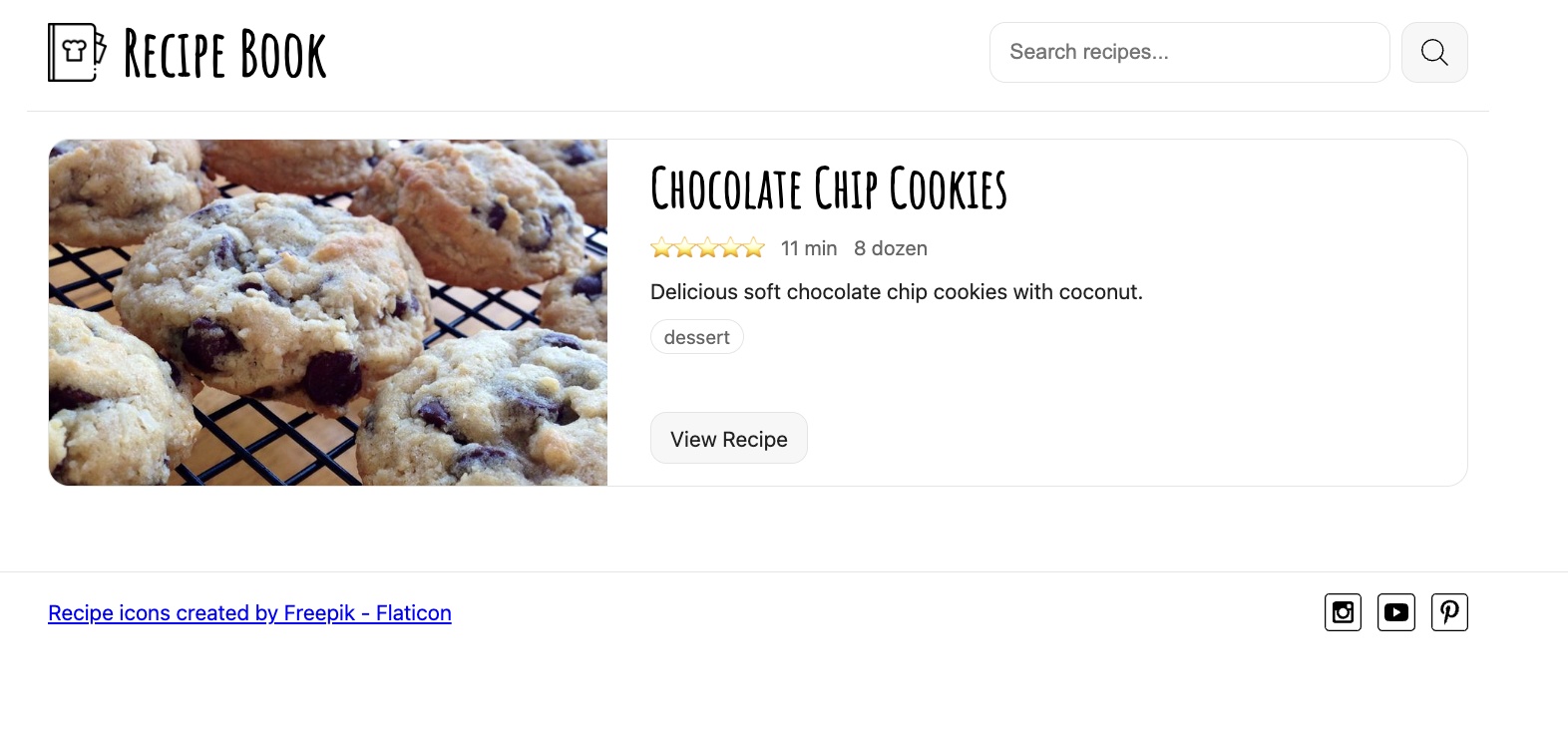 Chocolate chip cookies recipe card