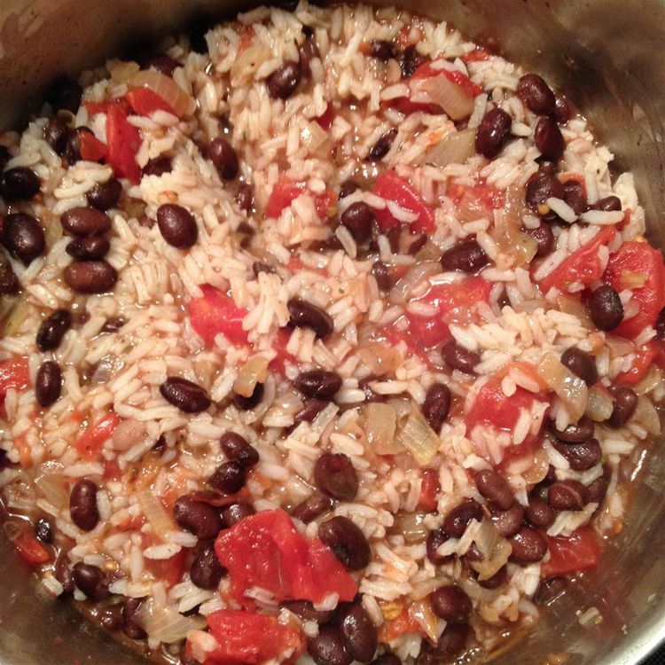 Bowl of black beans and rice