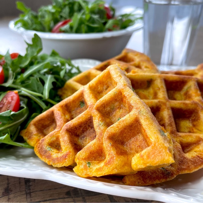Sweet potato waffle with syrup